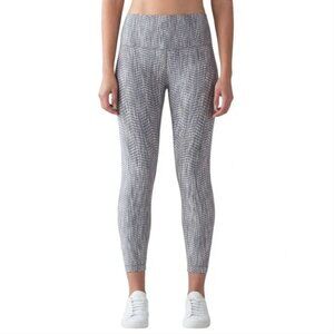 LULULEMON Wunder Under Hi-Rise 7/8 Tight Luon Arrow Jacquard Grey White Size 6